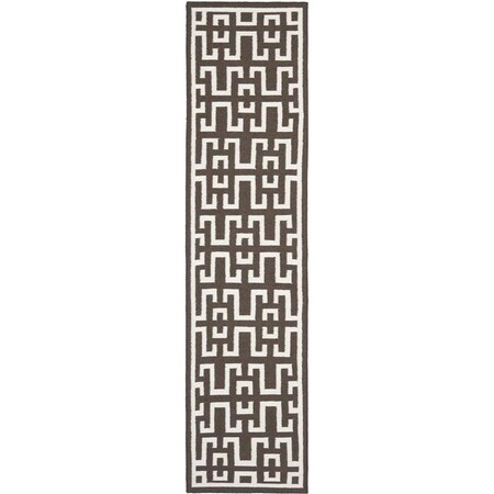 Safavieh 2 ft. - 6 in. x 10 ft. Dhurries Flatweave Runner Area Rug - Chocolate and Ivory DHU621C-210